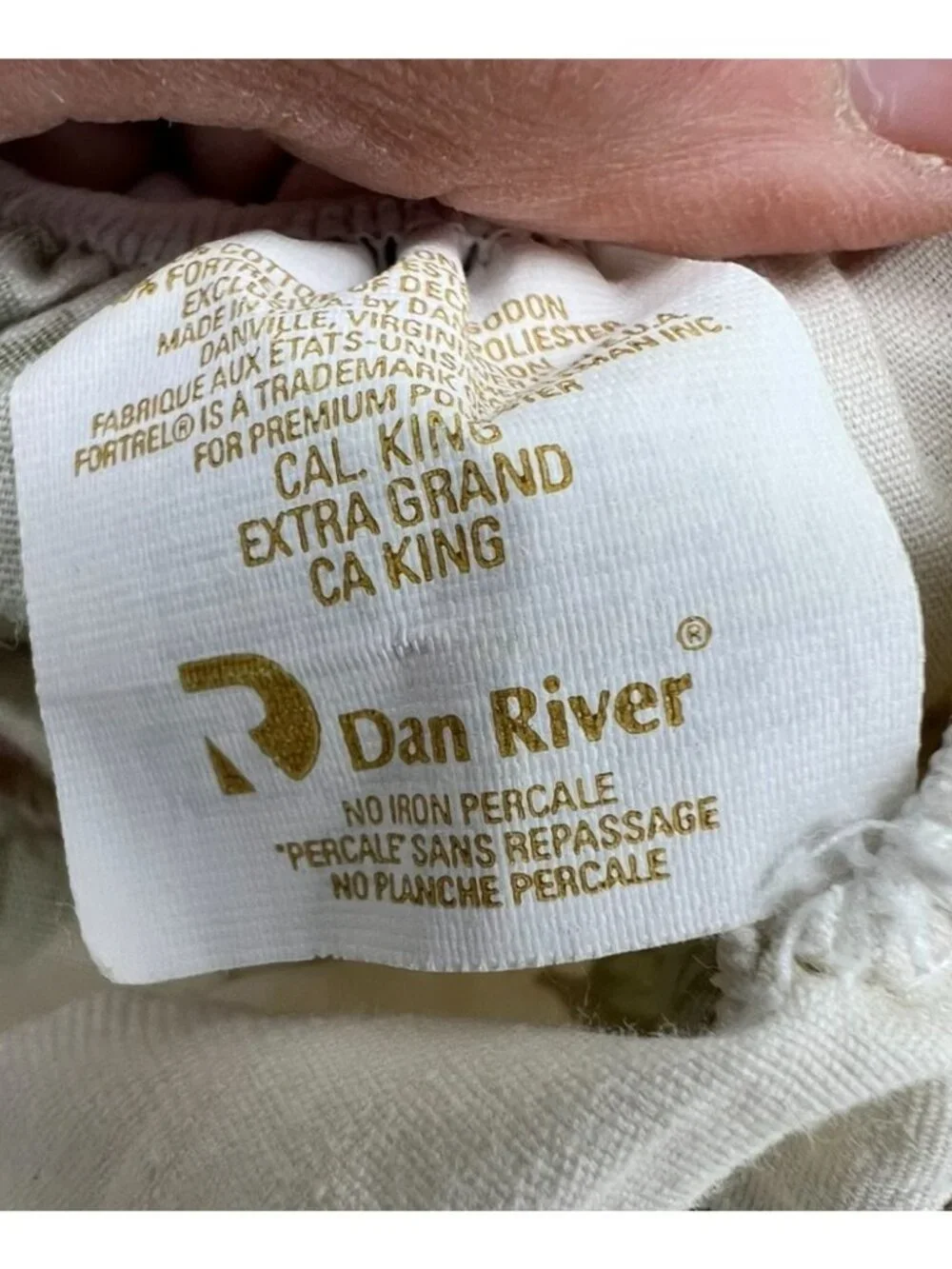 Dan River Cal King Floral Fitted Sheet Beige Green Flower Cotton Blend Bedding